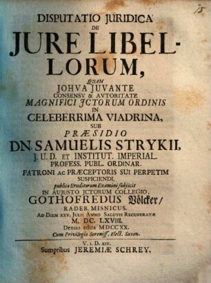 Disp. ... de iure libellorum