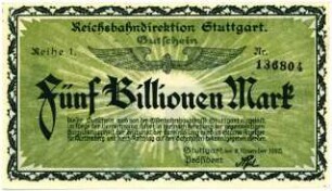 Geldschein, 5 Billionen Mark, 9.11.1923