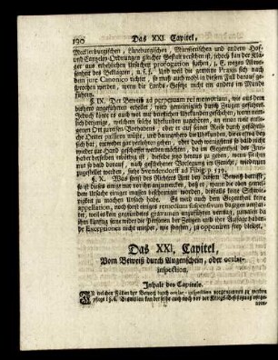 Das XXI. Capitel. Vom Beweiß durch Augenschein, oder ocular-inspection. - Das XXV. Capitel. Von Abfassung des Urtheils.