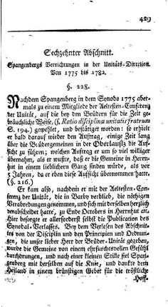 Spangenbergs Verrichtungen in der Unitäts-Direction von 1775 bis 1782