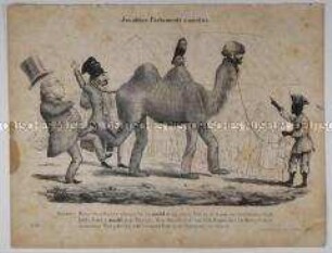 Insolitus Parlamenti camelus (Nr. XV) - Karikatur auf die Abgeordneten der Frankfurter Nationalversammlung M. Mohl, Vincke u. a.