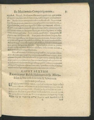 Caput Sextum. Examinatur Rabbi Salomonis & Aben-Esrae de hoc casu sententia, & Salomonis iudicium probatur.