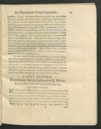 Caput Sextum. Examinatur Rabbi Salomonis & Aben-Esrae de hoc casu sententia, & Salomonis iudicium probatur.