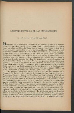 I - Bosquejo histórico de las exploraciones