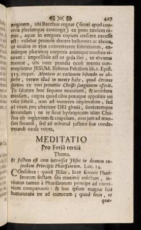 427-438, Meditatio Pro Feria tertia; ...