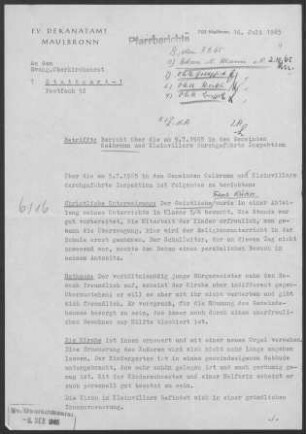 Ölbronn mit Kleinvillars: Inspektionsbericht 1965