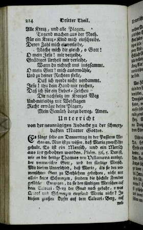 Unterricht von der neuntägigen Andacht zu der schmerzhaften Mutter Gottes