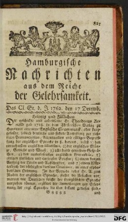 Das CI. St. - Das CV. St. (den 17. Decemb. - den 31 Decemb.)