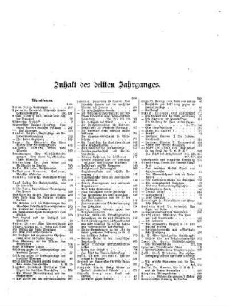Inhalt des dritten Jahrganges