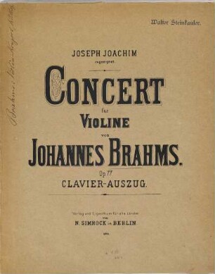 Concert : für Violine ; Op. 77