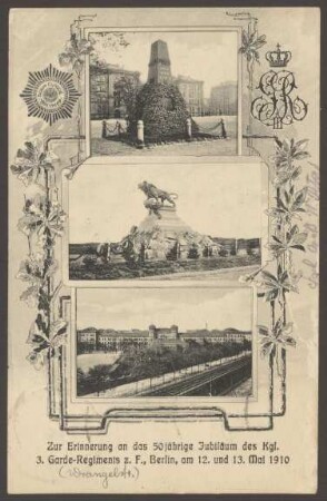 Ansichtskarte 50-jähriges Jubiläum, 3. Garde-Regiment zu Fuß, Wrangelstraße