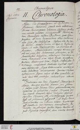 II. Chronologia