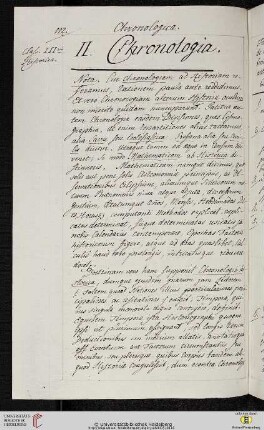II. Chronologia