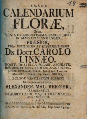 Calendarium Florae