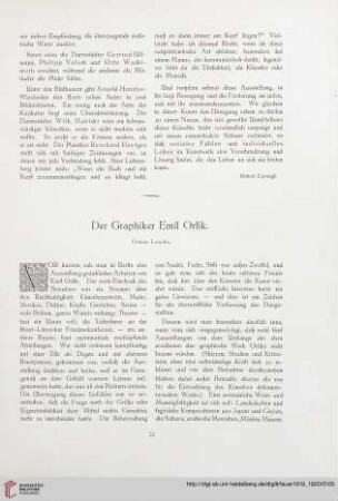 1: Der Graphiker Emil Orlik