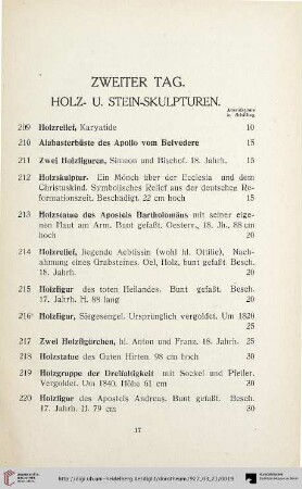 Holz- u. Stein-Skulpturen (Nr.209-230)