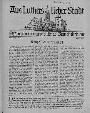 Eisenacher evangelisches Gemeindeblatt : August 1940