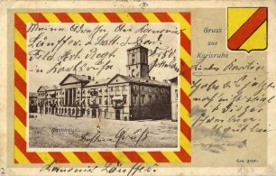 Postkartensammlung Weis mit Ansichten Karlsruhes. Rathaus