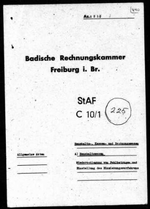 Niederschlagung von Fehlbeträgen und Einstellung des Einziehungsverfahrens