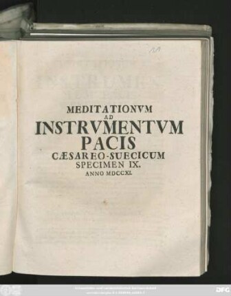 9: Meditationvm Ad Instrvmentvm Pacis Cæsareo-Svecicvm Specimen ...