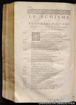 Le Schisme, Ou Troisiesme Partie Du Quatriesme Iour De La Seconde Sepmaine Du Bartas.
