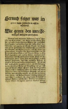 Hernach folget was in genere beym Zohlwesen ...