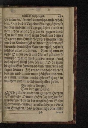 Der andere Artickel/ Von der Erlösung
