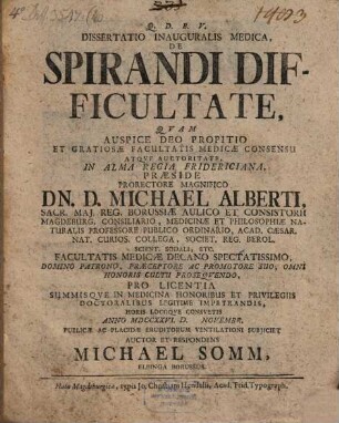 Diss. inaug. med. de spirandi difficultate