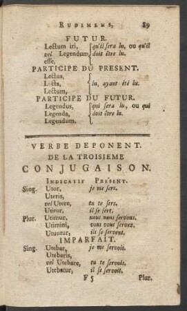 Verbe Deponent. De La Troisieme Conjugaison