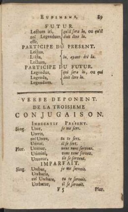 Verbe Deponent. De La Troisieme Conjugaison