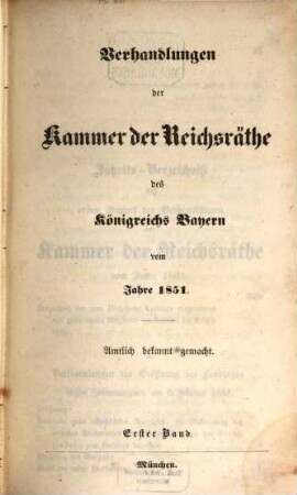 Verhandlungen der Kammer der Reichsräthe des Königreiches Bayern. Protokoll-Band. [75] = 1851,1