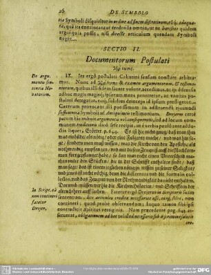 Sectio II. Documentorum Postulati