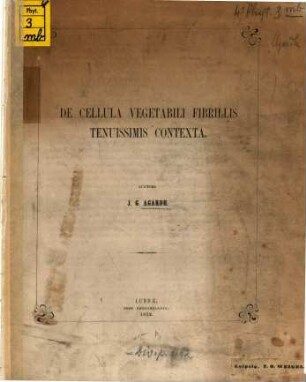 De cellula vegetabili fibrillis tenuissimis contexta