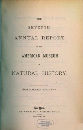 Annual report : for the year .... 7. 1875