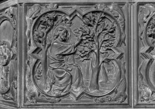 Sockelrelief: Szenen aus der Genesis — Erschaffung der Pflanzen