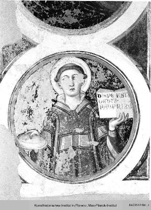 Die Fresken der ehemaligen Cappella del Campanile : Bogenlaibung: Christus mit den Heiligen Katharina von Alexandrien und Laurentius