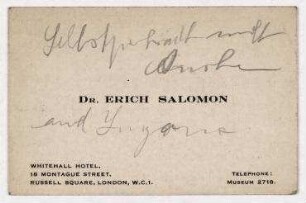 Visitenkarte Dr. Erich Salomon
