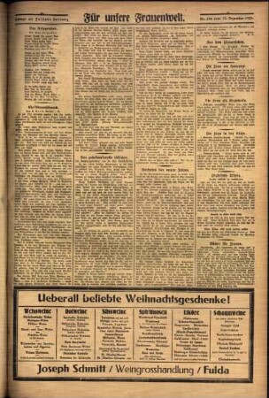 Zweite Ausgabe vom Donnerstag, den 23. Dezember 1926.