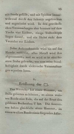 2. Eröffnung der Loge.