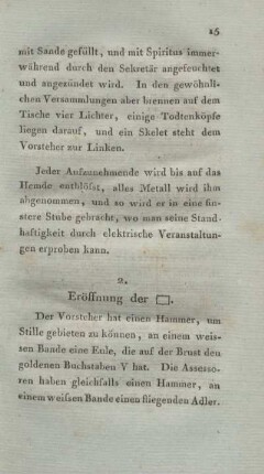 2. Eröffnung der Loge.