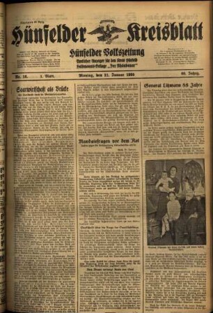 Erste Ausgabe vom Montag, den 21. Januar 1935.