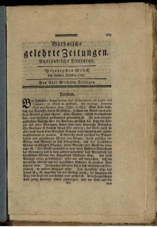 Vierzigstes Stück, den sechsten October, 1787.