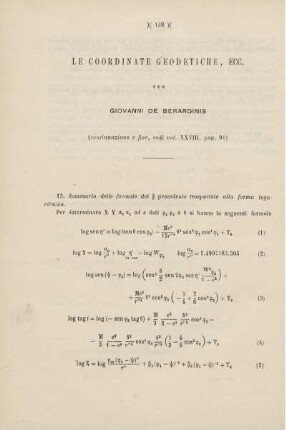 Le coordinate geodetiche, ecc.