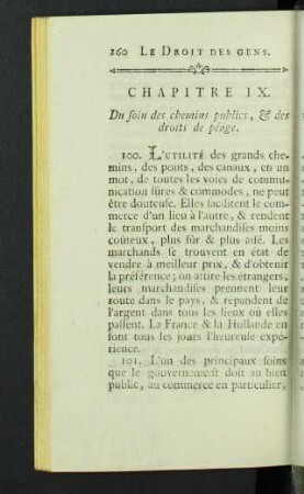 Chapitre IX. Du soin des chemins publics, & des droits de péage.