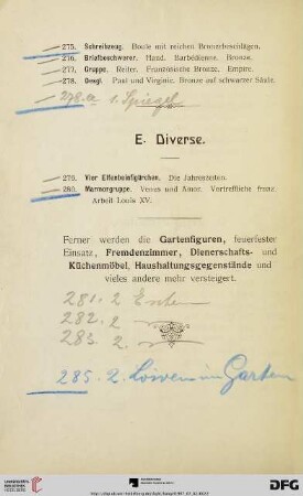 E. Diverse (Nr. 279 - 280)