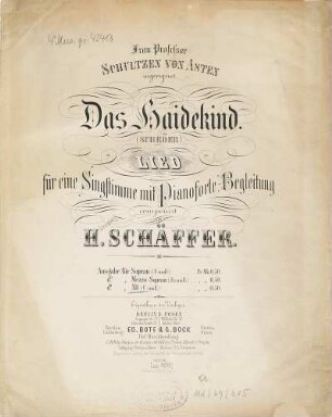 Das Haidekind : (Schröer) ; Lied für 1 Singstimme mit Pianoforte-Begl.