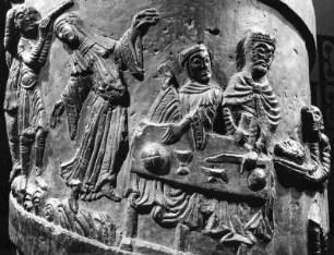 Gastmahl des Herodes und Tanz der Salome, Bernwardsäule, Dom zu Hildesheim