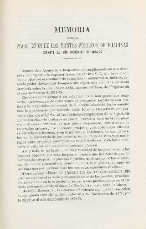 Memoria sobre la produccion de los montes publicos de Filipinas