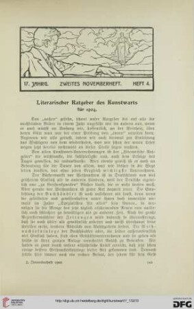 Literarischer Ratgeber des Kunstwarts für 1904, [1]