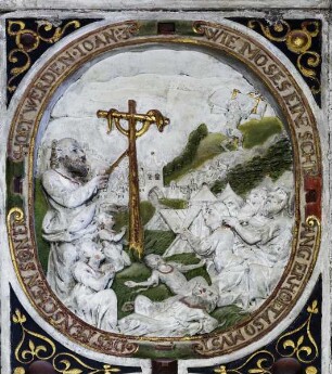 Epitaph für den Ratsmeister Paul Mues — Typologie: Samson trägt die Stadttore und die Eherne Schlange